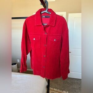 Zara Red Corduroy Overshirt/Shirt Jacket